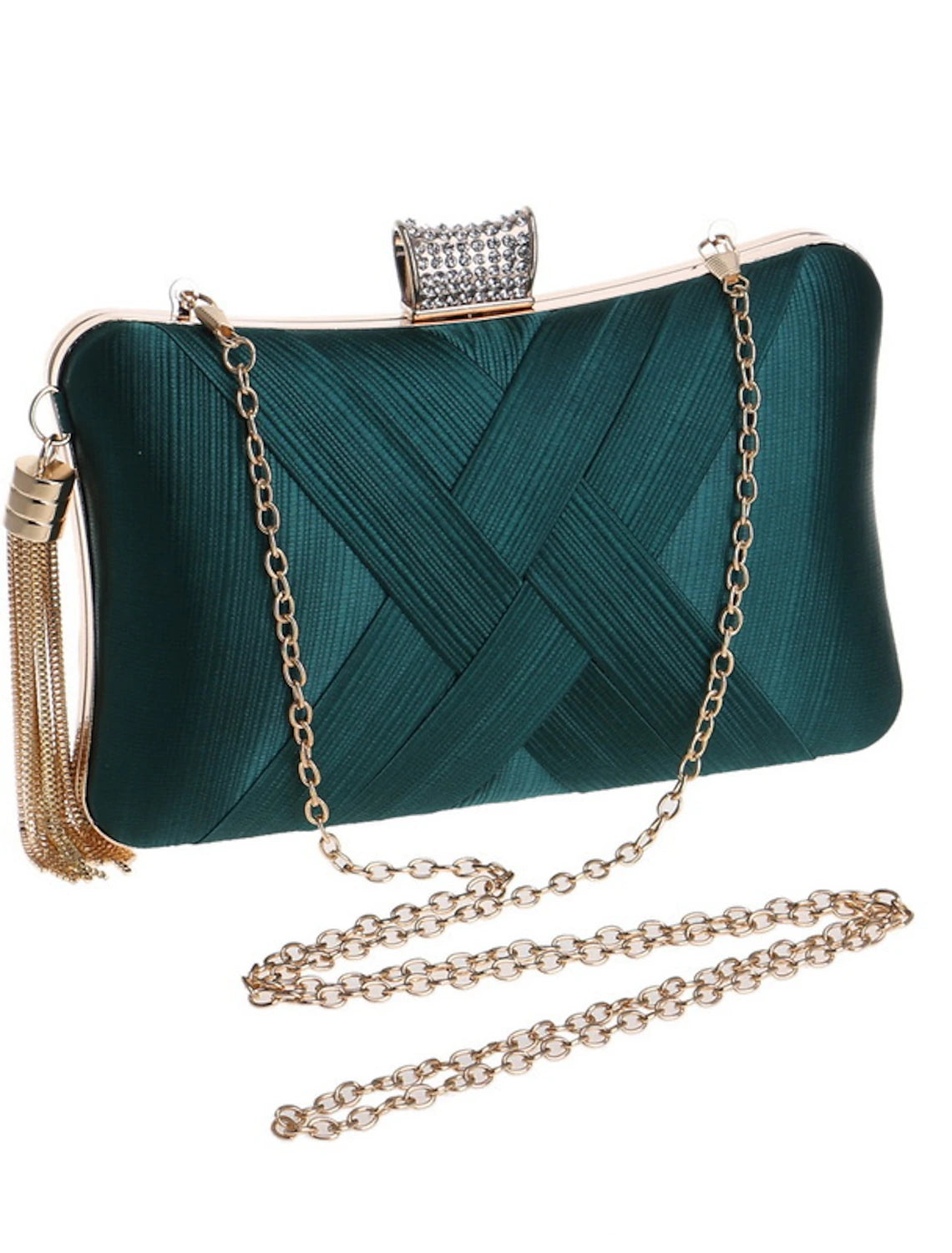 Damen Clutch Abendtasche Wristlet Clutch Taschen Seide Party Brautparty Urlaub Quaste Kette Große Kapazität