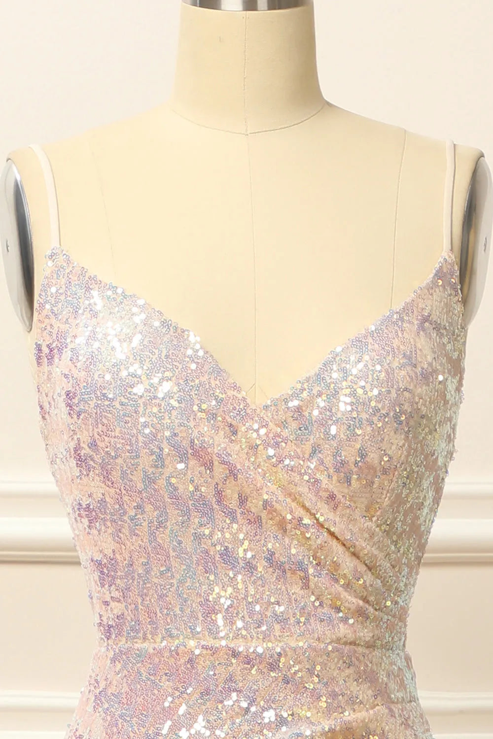 Sequins Ruched Long Prom Dress with Slit