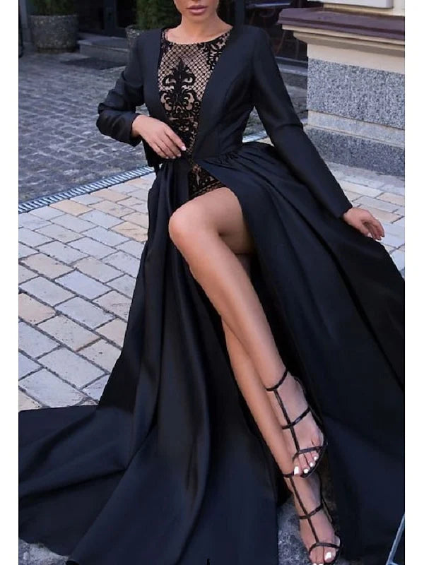 Train Ball Gown Sweep Brush Long Sleeve Evening Dresses