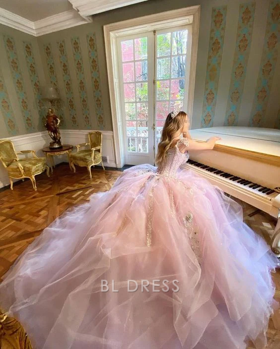 A-line Glamorous Tulle Lace Quinceanera Dress formal dresses Bridesmaid Dresses evening gown Prom Dress