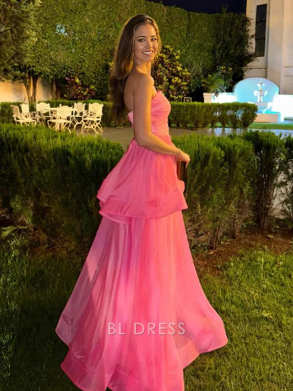 A Line Strapless Long formal dresses Bridesmaid Dresses evening gown Prom Dress
