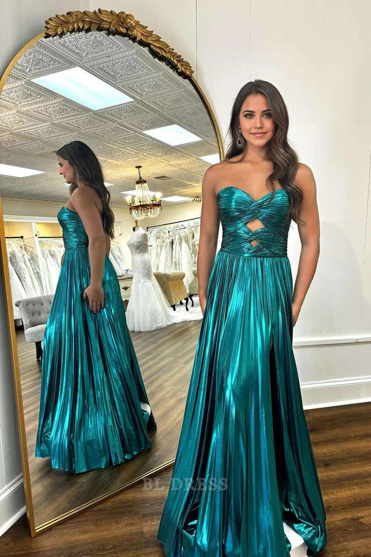 Sweetheart Strapless Pleated Long formal dresses Bridesmaid Dresses evening gown Prom Dress