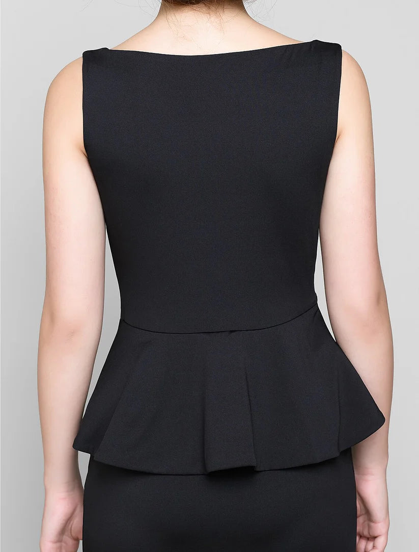 Mermaid / Trumpet Mother of the Bride Dress Elegant Scoop Neck Ankle Length Jersey Sleeveless No with Pleats