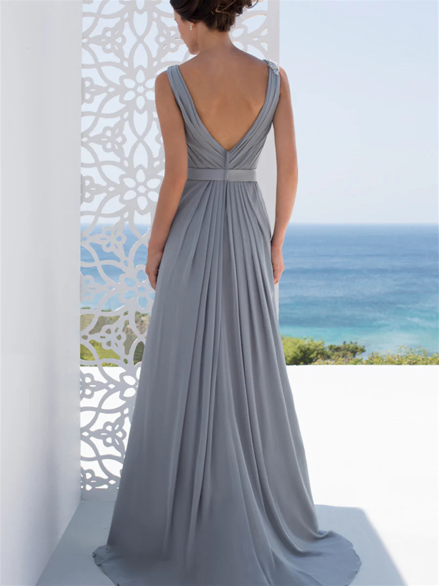 A-Line V Neck Floor Length Mother Of The Bride Dresses