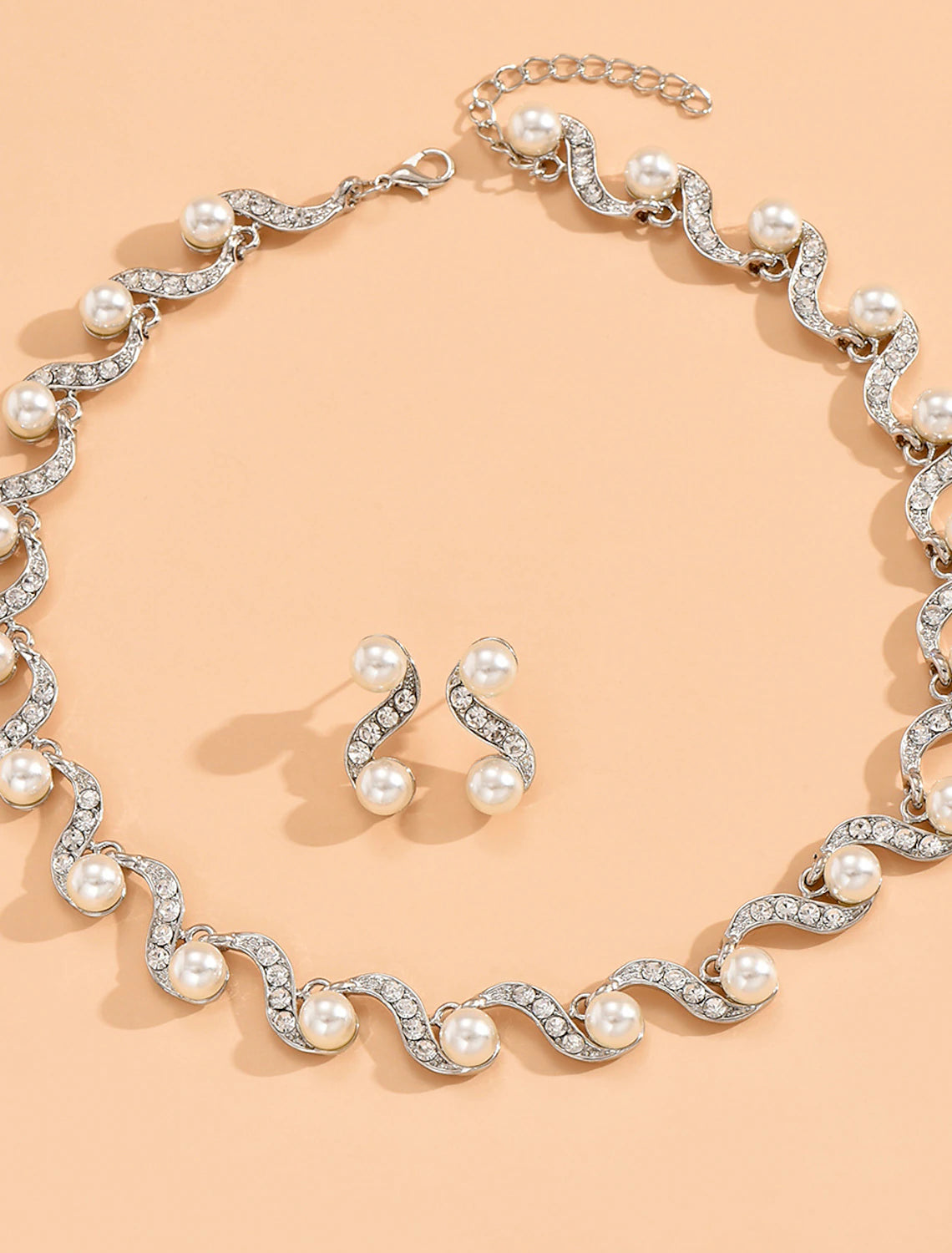 Bridal Jewelry Sets Two-piece Suit Rhinestone 1 Necklace Earrings Women's Stylish Cool Lovely Classic Precious irregular Jewelry Set For Wedding Party