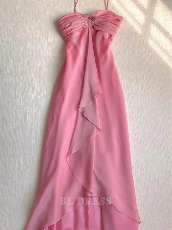 Sheath Sweet Pink Long formal dresses Bridesmaid Dresses evening gown Prom Dress