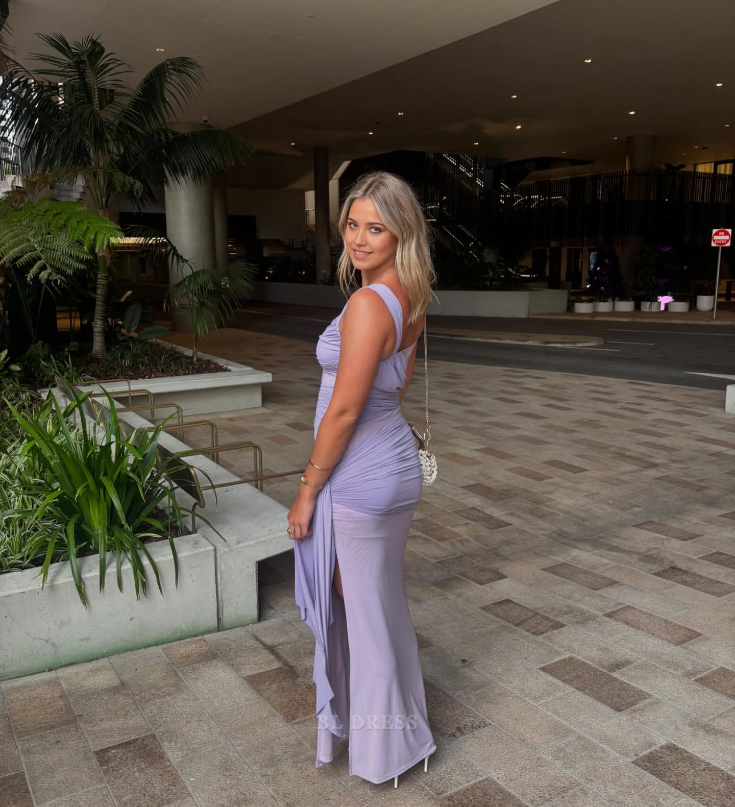 Sheath Lavender Ruffle Long formal dresses Bridesmaid Dresses evening gown Prom Dress