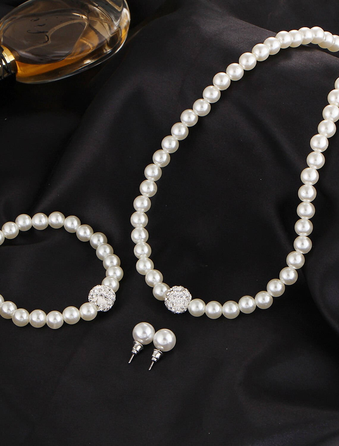 Jewelry Set 4pcs Glass Alloy Rings Earrings Necklace Bracelets Women's Elegant Vintage Stylish Geometrical Geometric Jewelry Set For Wedding Party