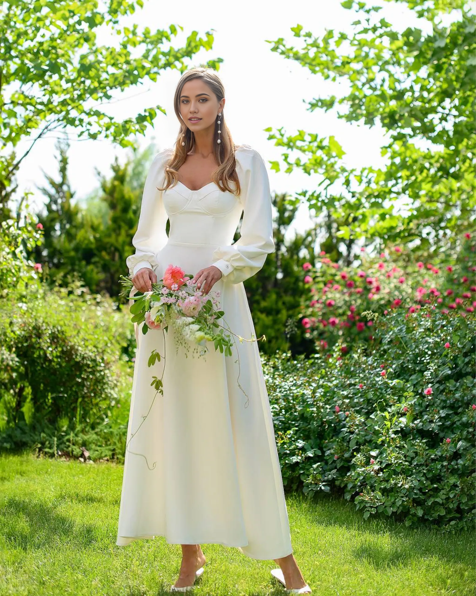 A-line Long Sleeve Bridesmaid Dresses Formal Dresses for Wedding Guest Cocktail Dress