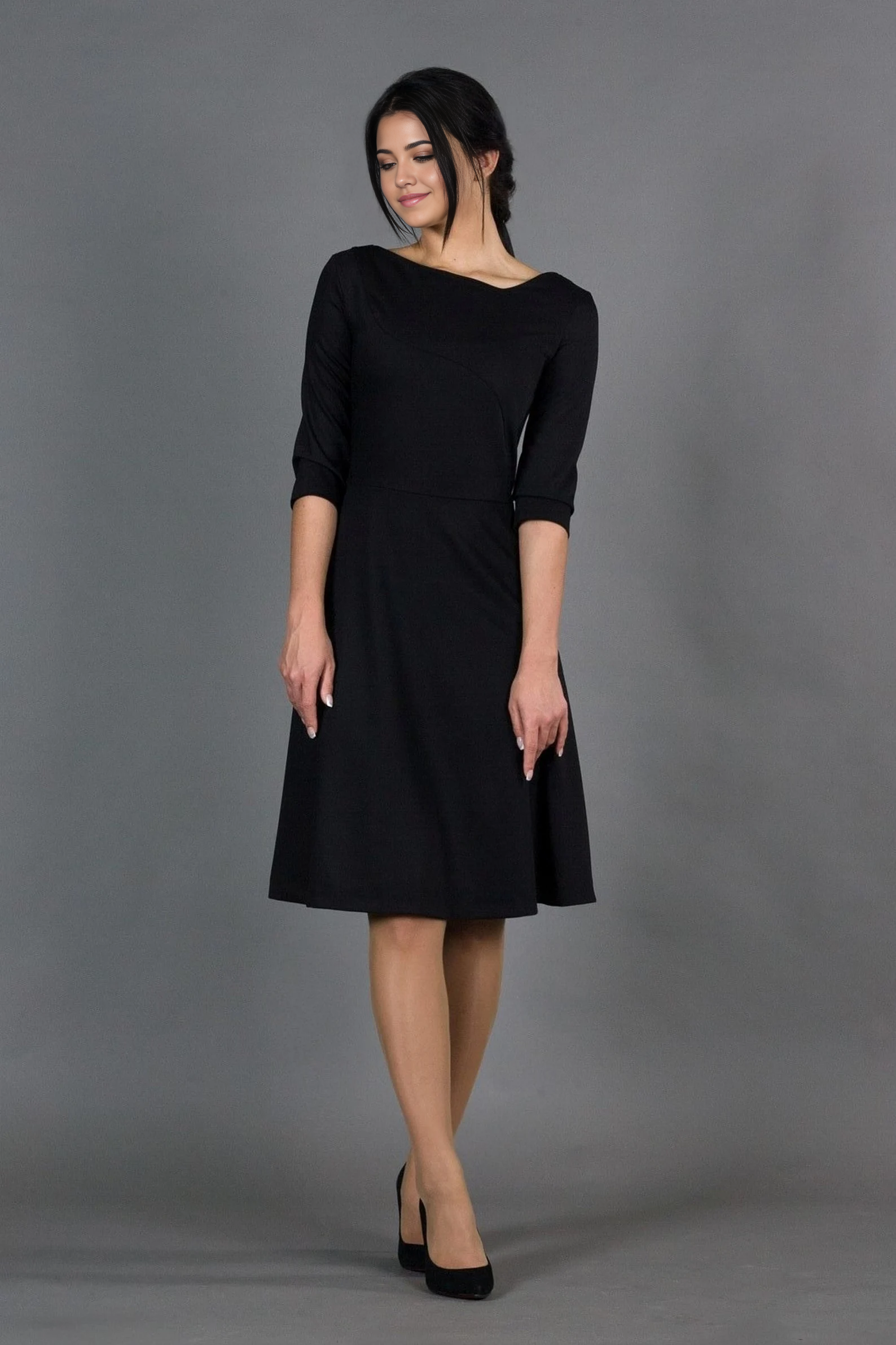 A-line simple Half Sleeve Tea Length Bridesmaid Dress Formal Dresses for Wedding Guest Cocktail Dress Mother of the Bride Dresses