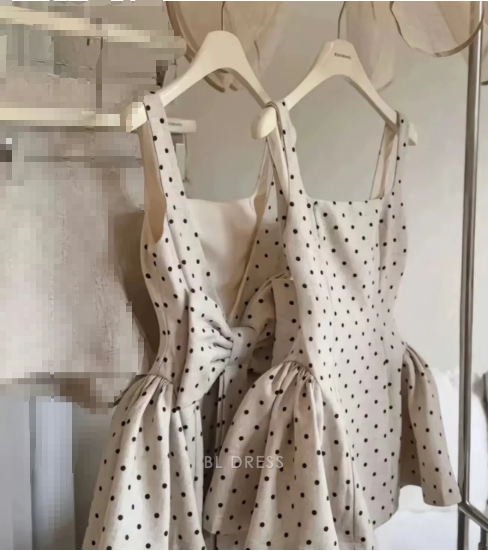 A Line Square Neck Dot formal dresses Bridesmaid Dresses evening gown Prom Dress