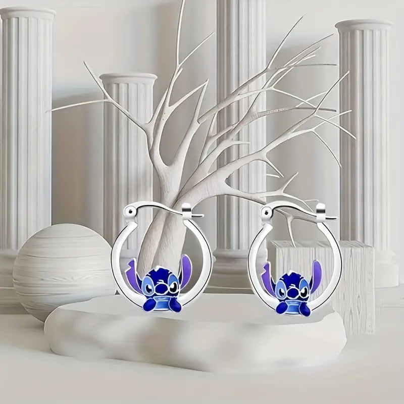 Disneys Inspired Hoop Earrings - Fashion-Forward Alloy Jewelry for Women - Elegant, Playful, and Adorable