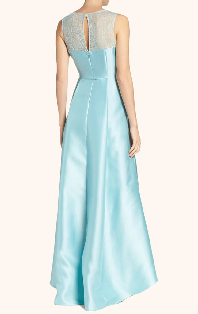 Träger High Low Satin Ballkleid Abendkleid