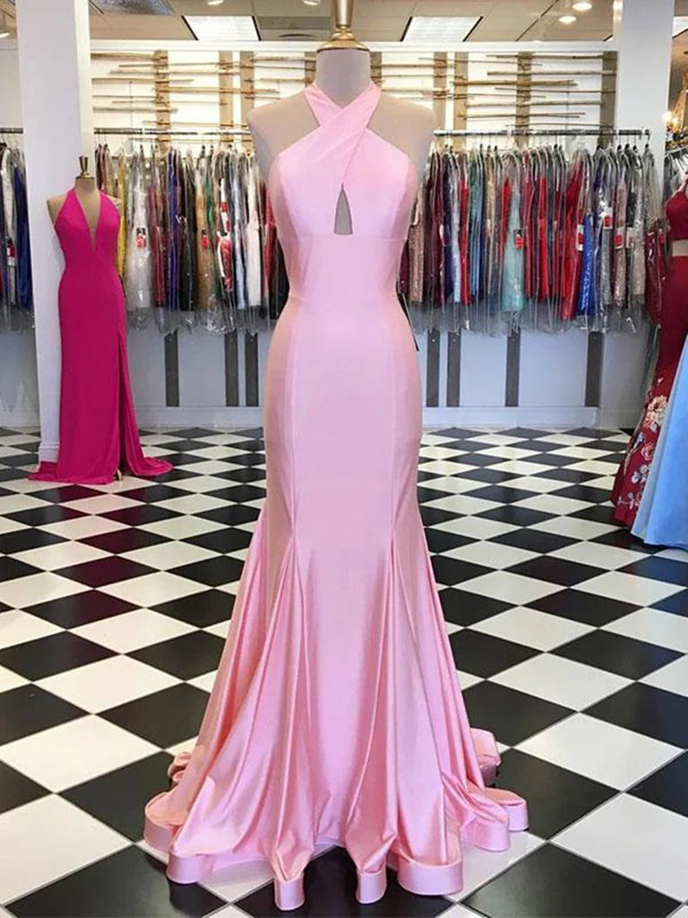 Mermaid Satin Long Prom Dress Evening Dress