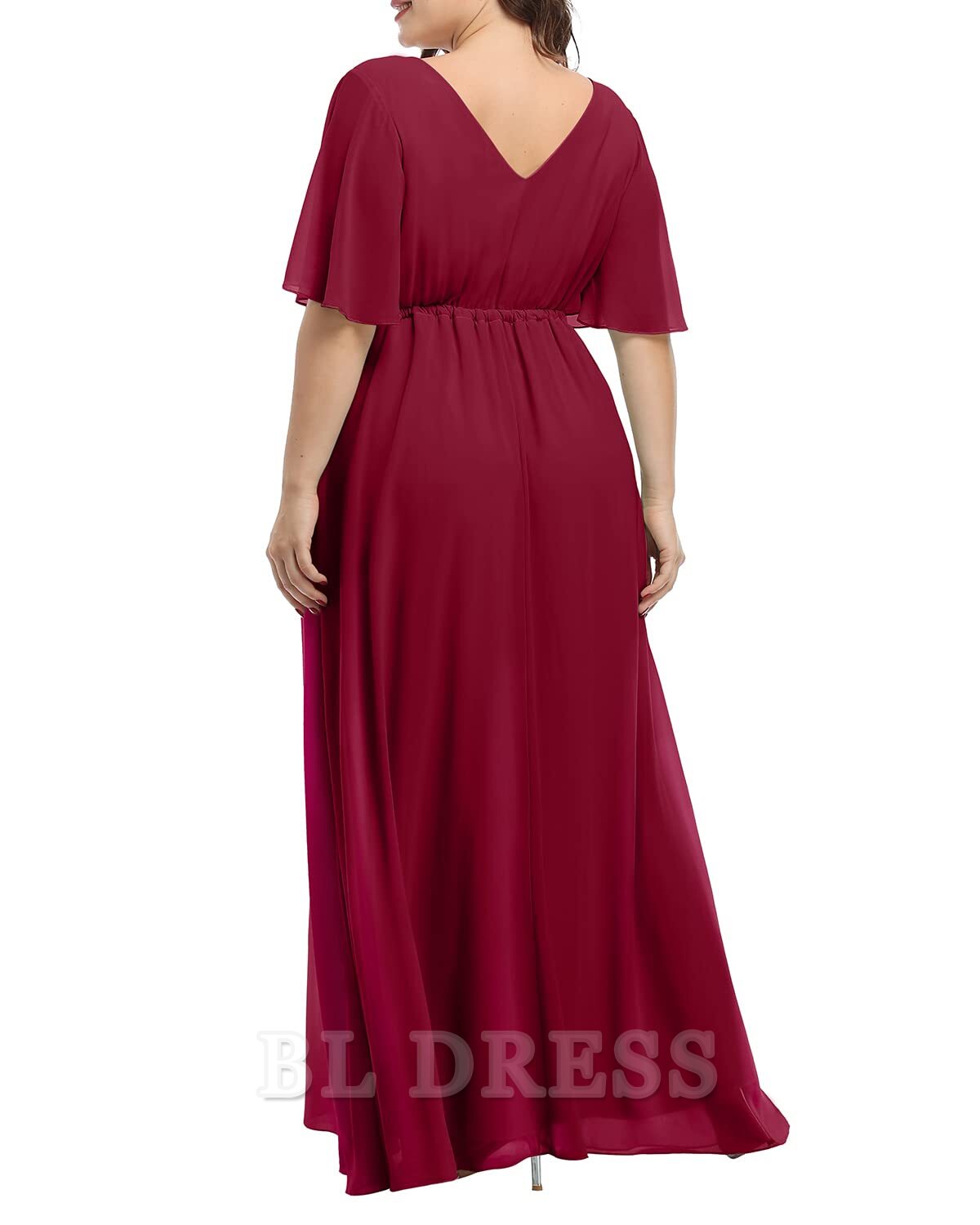 Plus Size A-Linie V-Ausschnitt Chiffon Lange Abendkleider Brautjungfernkleider Abendkleid Ballkleid