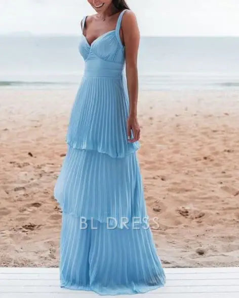 A-line Sweetheart Charming Blue formal dresses Bridesmaid Dresses evening gown Prom Dress
