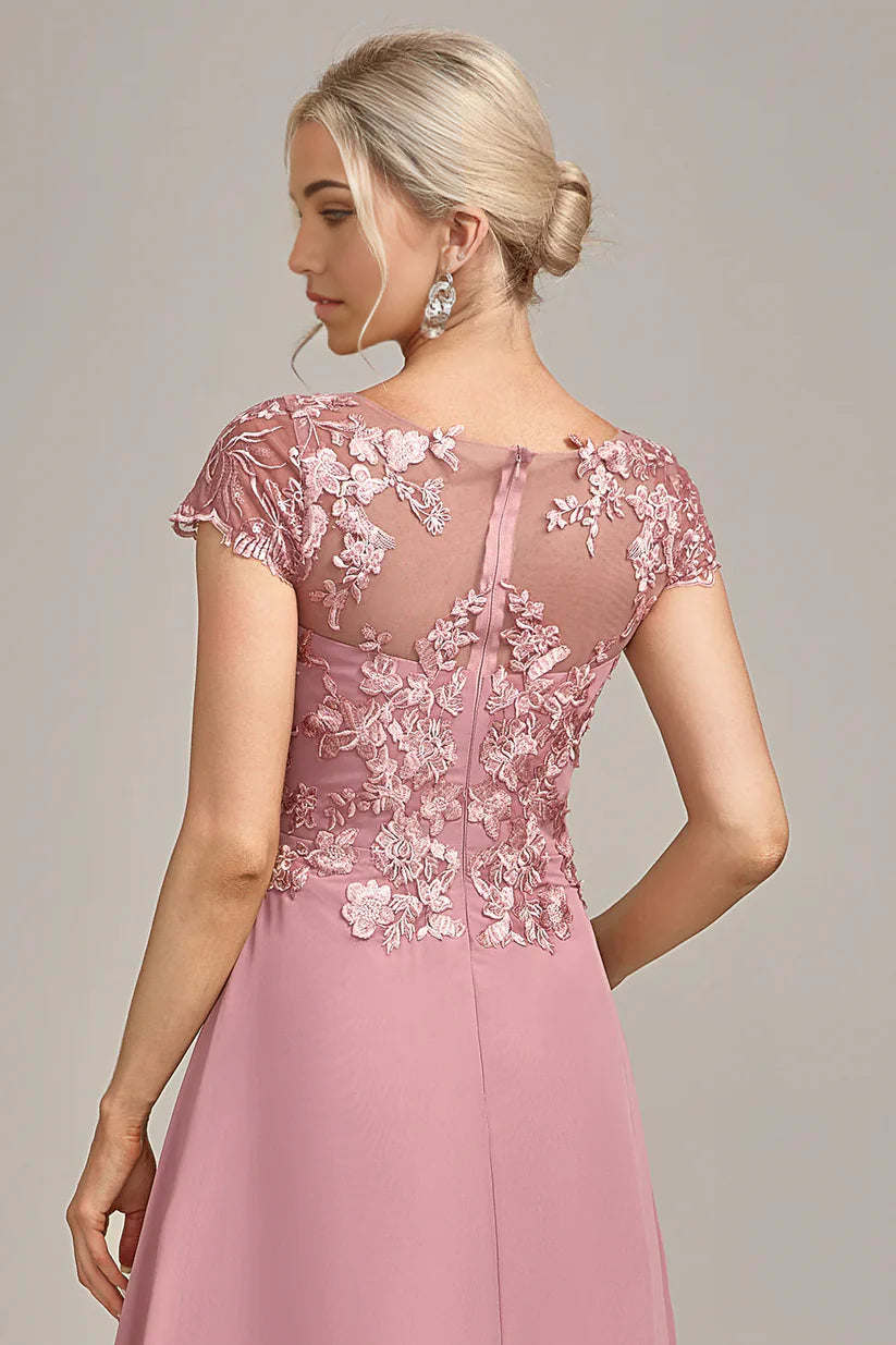 A-Line Tea-Length Mother of the Bride Dress With Sequins