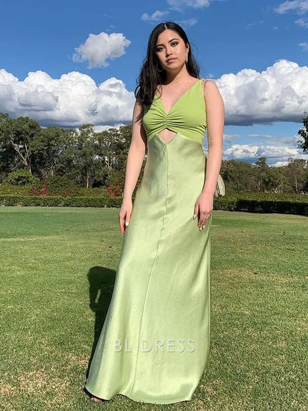 Sheath V Neck Green Long formal dresses Bridesmaid Dresses evening gown Prom Dress