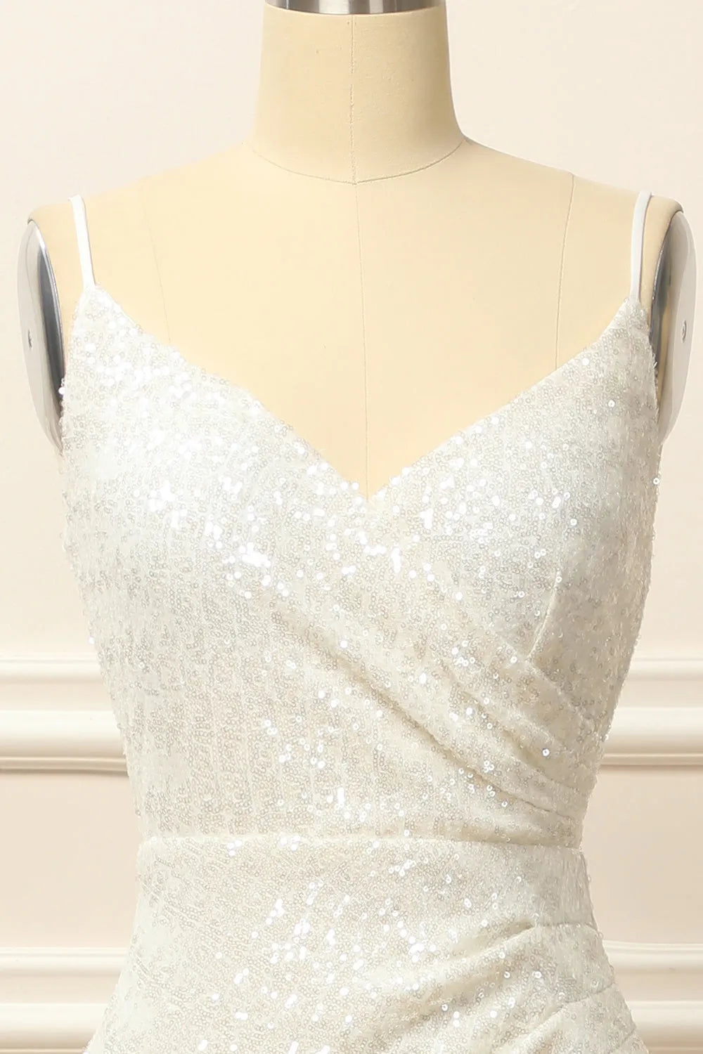 Mermaid Sequins Ruched Long Prom Dress with Slit