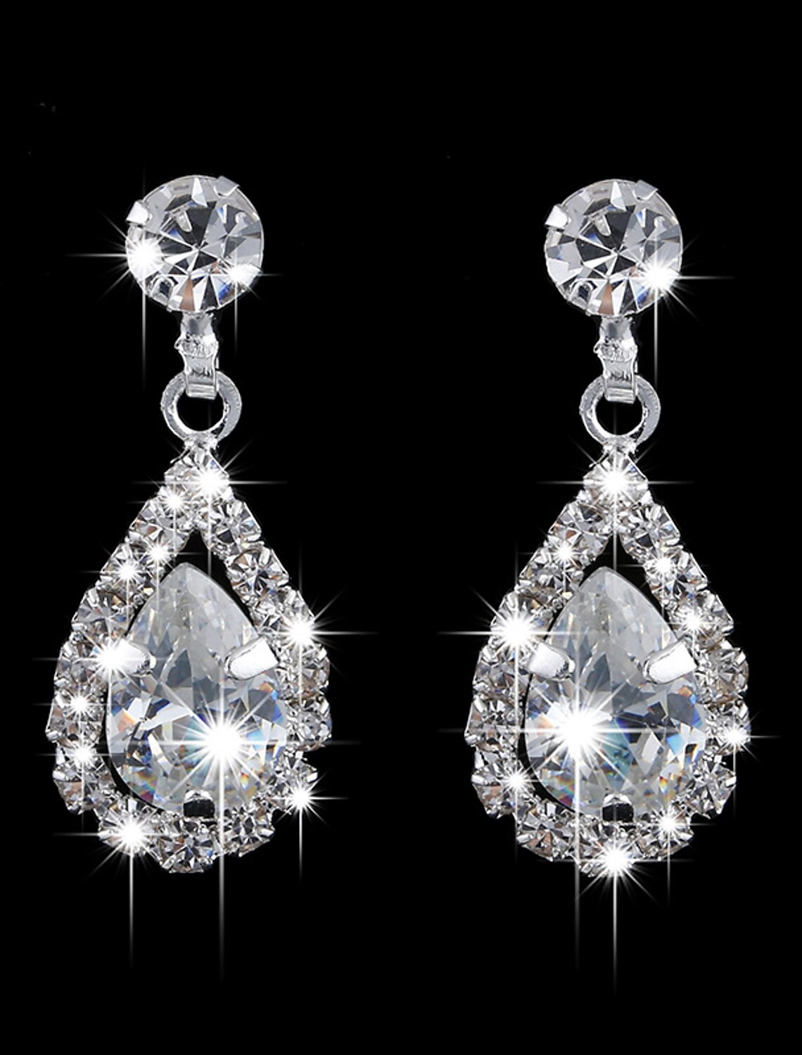 Bridal Jewelry Sets 1 set Rhinestone Chrome Earrings 1PC Pendant Women's Personalized Artistic Briolette Drop Diamond Water Drop Jewelry Set For Wedding Party