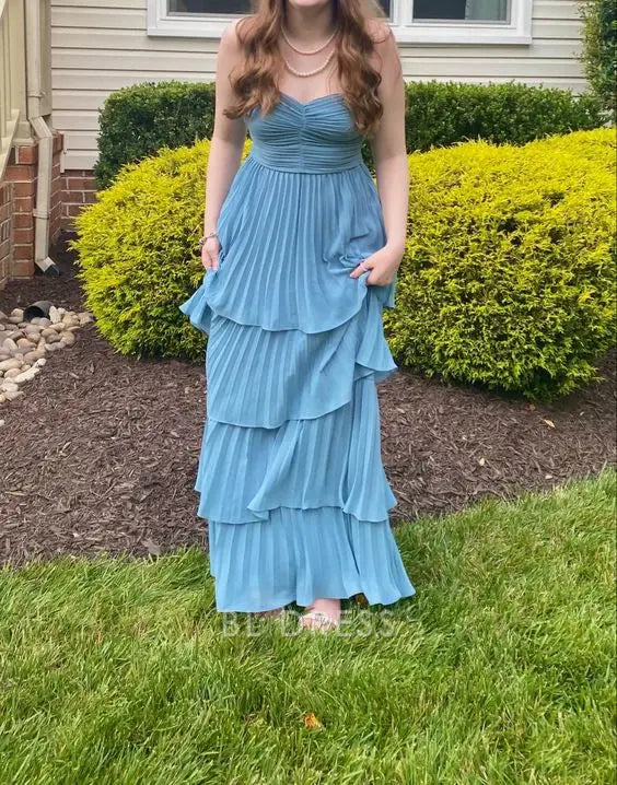 A-line Charming Tiered Pleated formal dresses Bridesmaid Dresses evening gown Prom Dress