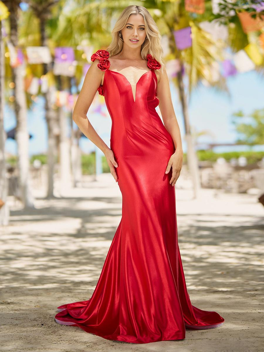 Mermaid V-Neck Court Train Sleeveless Backless Flowers Satin formal dresses Bridesmaid Dresses evening gown Prom Dress