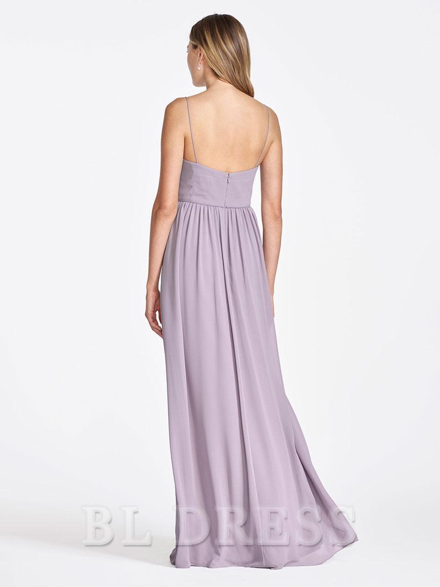 A-Line Spaghetti Straps Floor-Length Zipper Chiffon formal dresses Bridesmaid Dresses evening gown Prom Dress