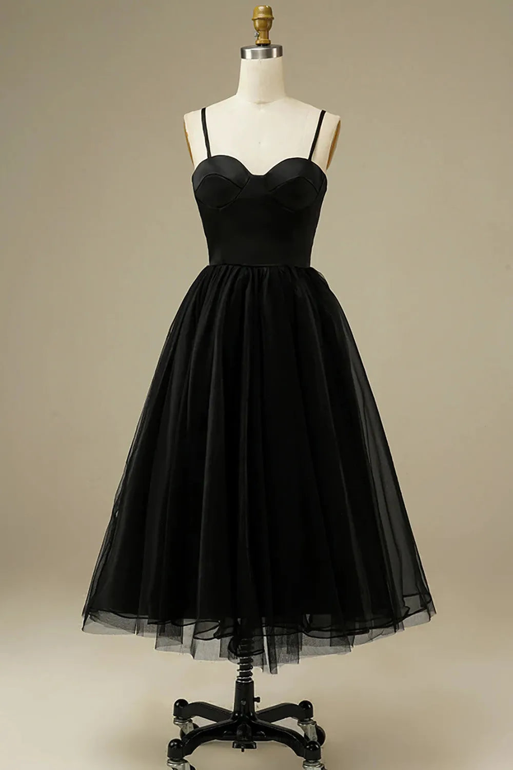 A-line Tulle Midi Simple Prom Dress
