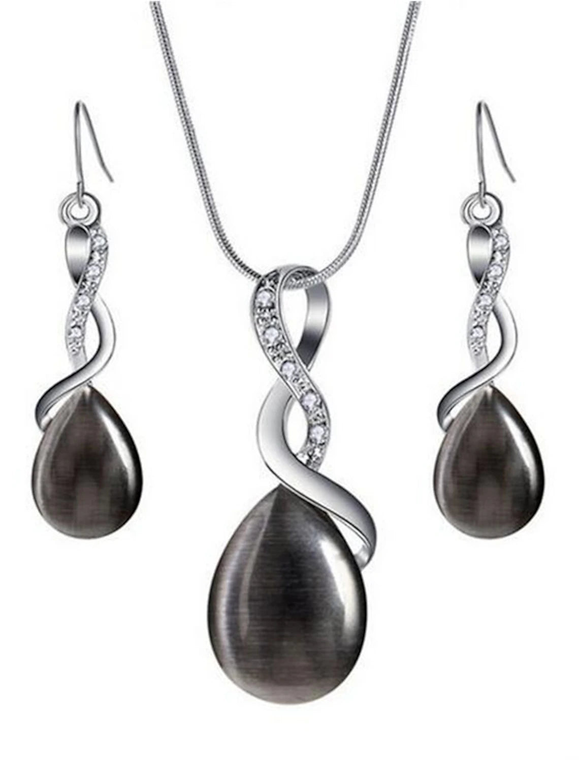 1 set Jewelry Set Drop Earrings For Women's Crystal Party Gift Opal Silver-Plated Alloy Briolette Infinity Pear / Pendant Necklace