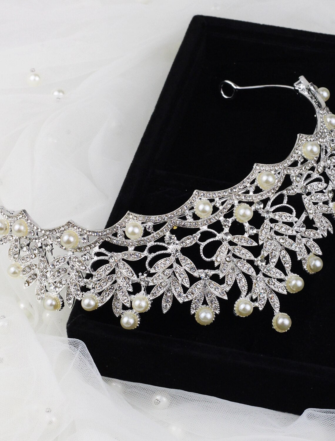 Crown Tiaras Headpiece Imitation Pearl Wedding Party / Evening Headpieces With Rhinestone Imitation Pearl Headpiece Headwear