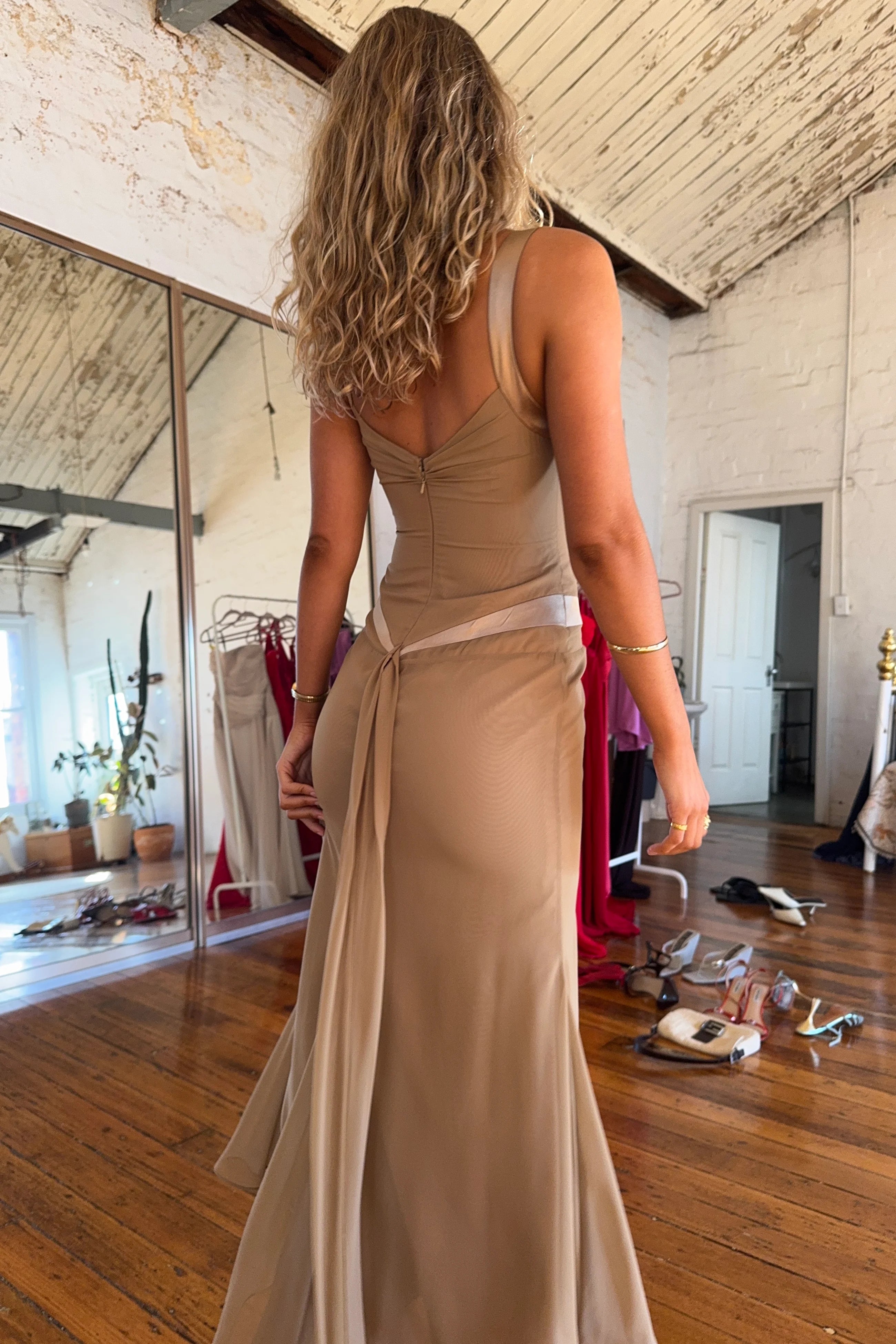 Vintage Sleeveless Ankle Ball Gown Evening Dress