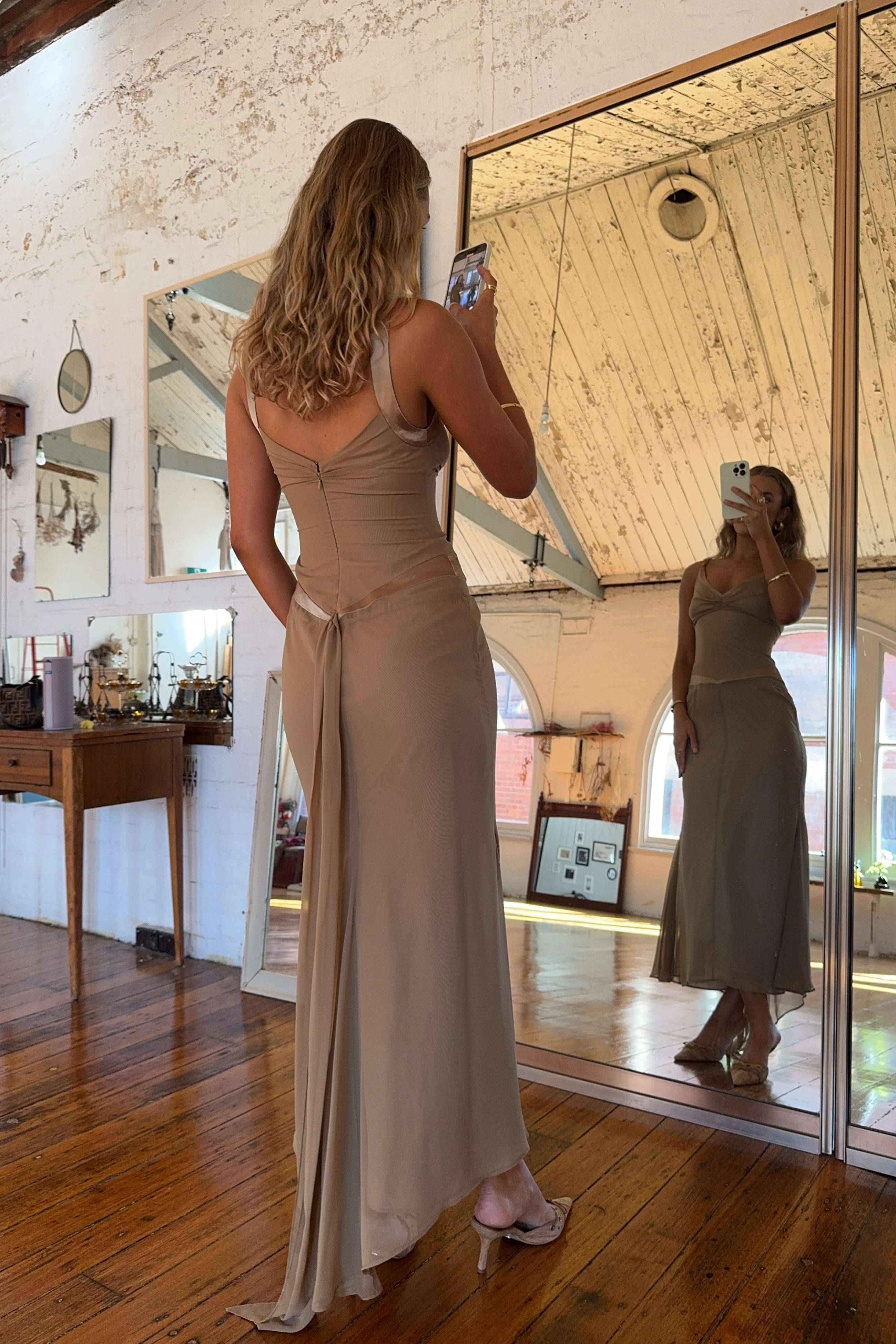 Vintage Sleeveless Ankle Ball Gown Evening Dress