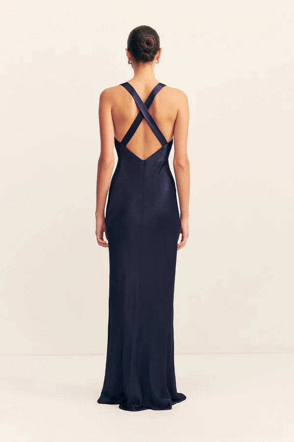 plunged cross back Sleeveless maxi dress