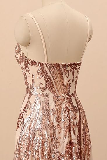 Sequin Prom Dresses Sleeveless Straps Ball Gown  Formal Dresses for Women Evening Party