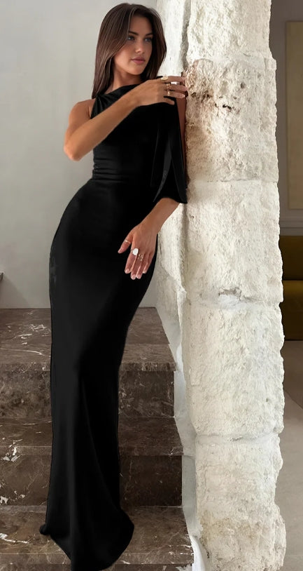 Simple Knotted Sleeveless Floor-Length Dress