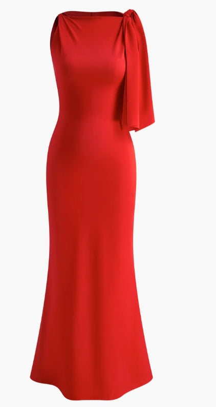 Simple Knotted Sleeveless Floor-Length Dress