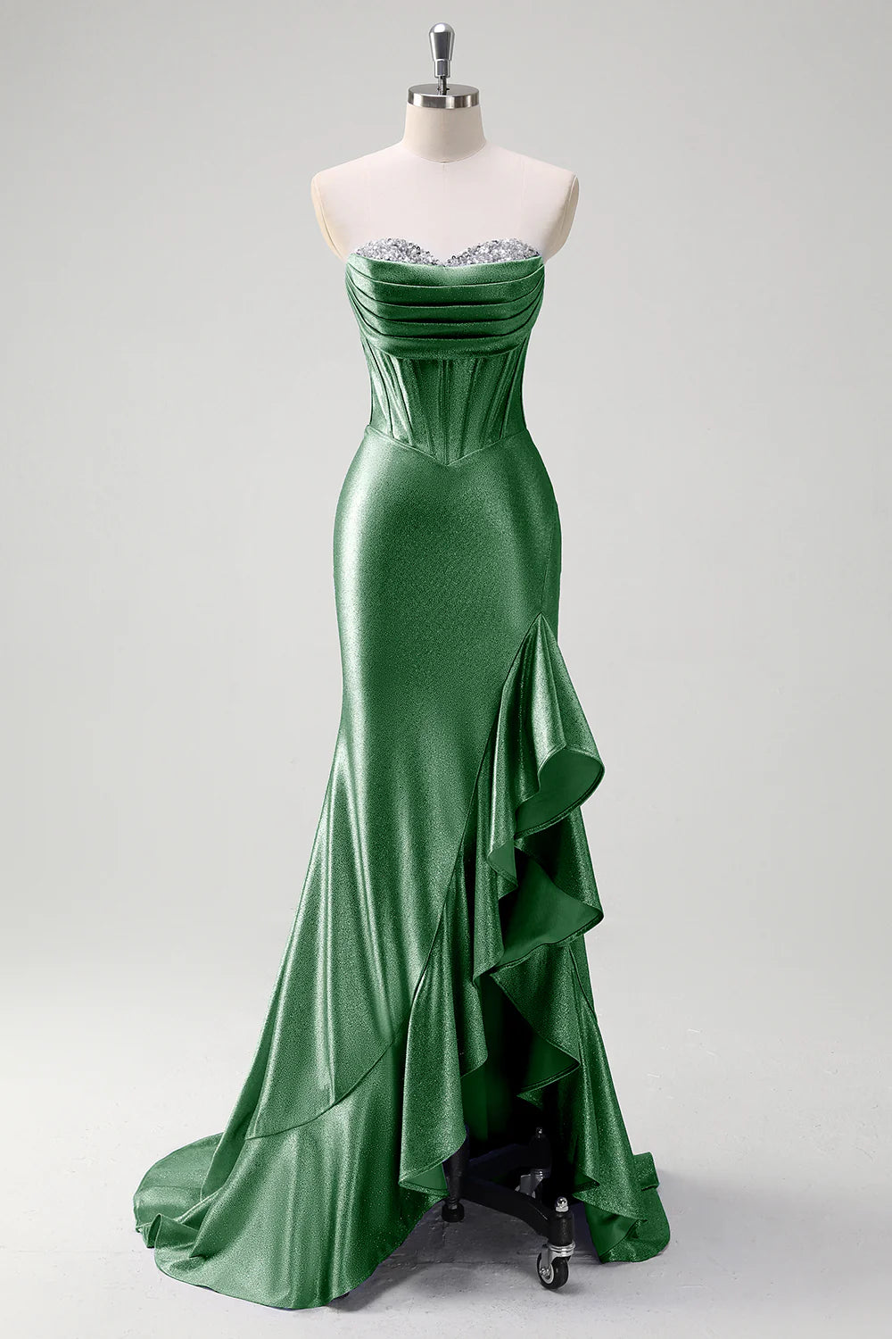 Sparkly Charming Mermaid Long Prom Dress with Ruffles