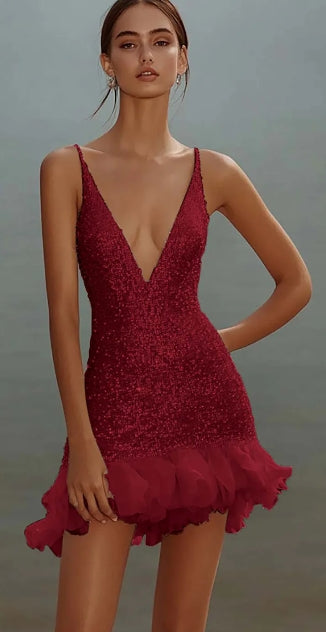 Chic Sparkle & Shine Spaghetti Straps Homecoming Dress