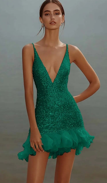 Chic Sparkle & Shine Spaghetti Straps Homecoming Dress