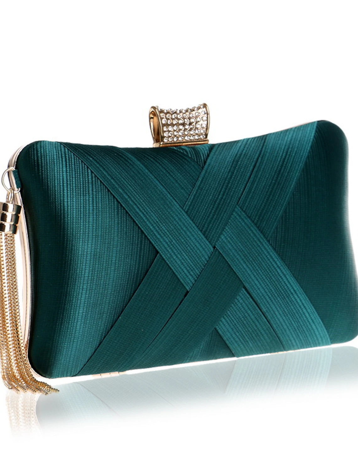 Damen Clutch Abendtasche Wristlet Clutch Taschen Seide Party Brautparty Urlaub Quaste Kette Große Kapazität