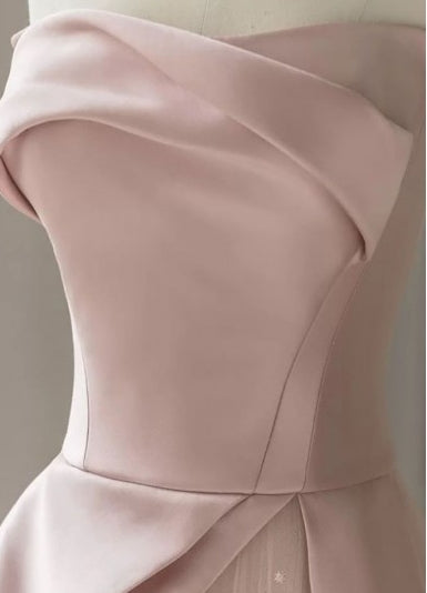 Split Satin Elegant Sparkle & Shine Prom Dress Strapless