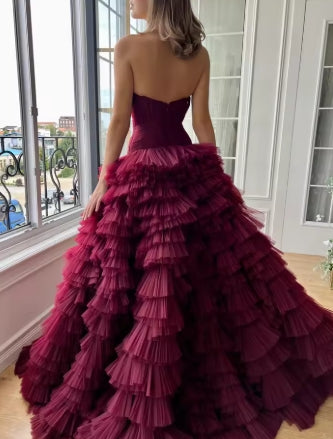 Elegant Princess Strapless Multilayer Robes Party Dresses Ball Gown Prom Dress
