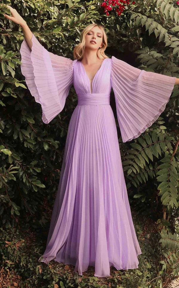 Elegant Ruched/Pleats V Neck Floor-Length Prom Dress