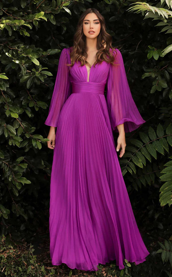 Elegant Ruched/Pleats V Neck Floor-Length Prom Dress