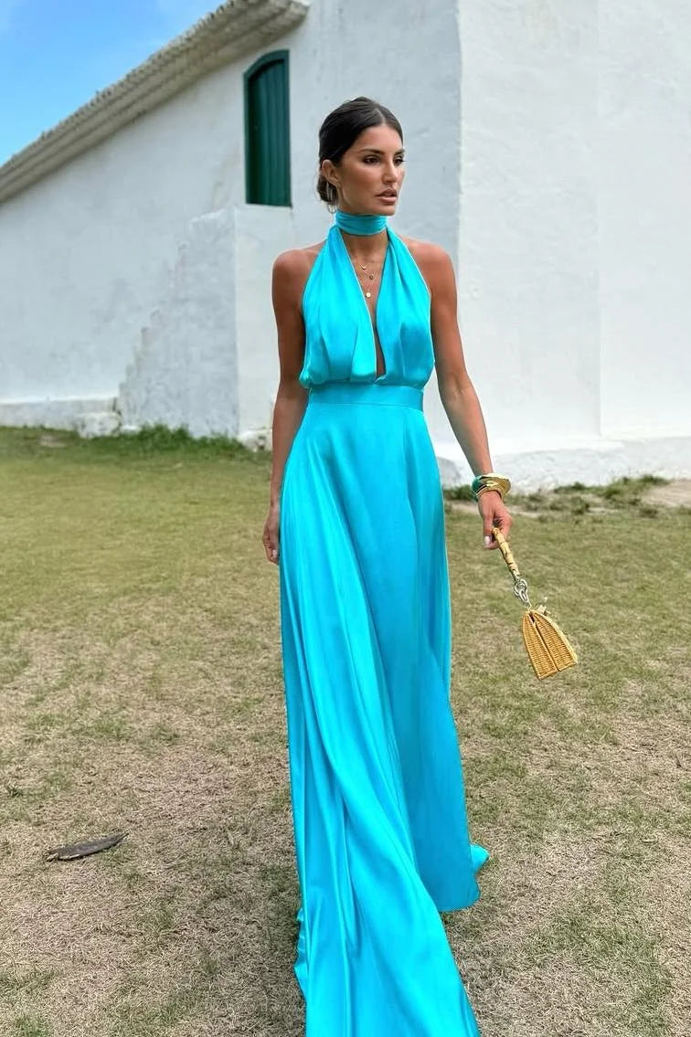 Modern Halter Prom Dress Sleeveless Mermaid with Train