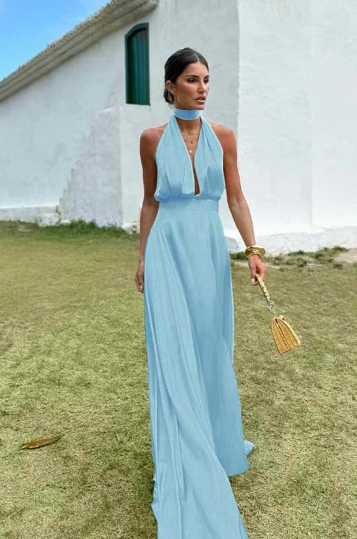 Modern Halter Prom Dress Sleeveless Mermaid with Train