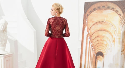 Luxury Mermaid Sequins Long Sleeve Long Prom Dress With Removable Train