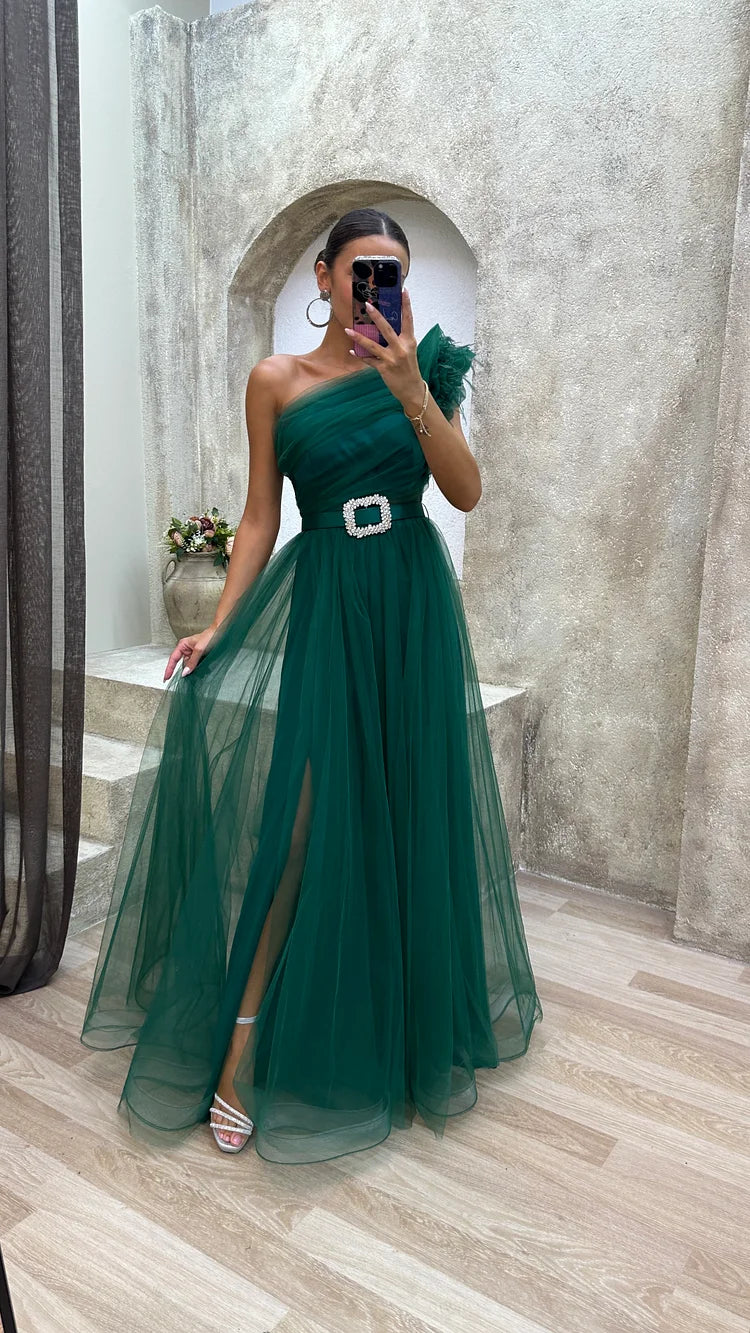 Modern Floor-Length One Shoulder Prom Dress
