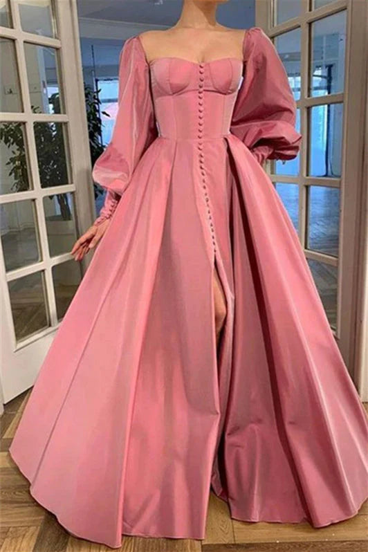 Vintage Ruffles Floor-Length Long Sleeve Prom Dresses