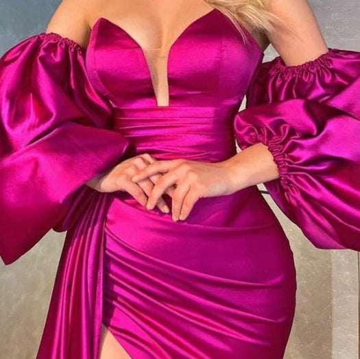 Chic Mermaid Sweetheart Pleats Prom Dress With Detachable Sleeves